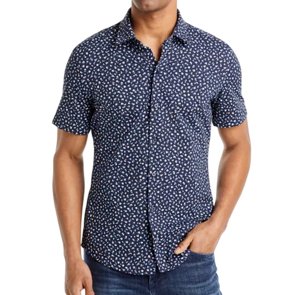 BOSS Robb Floral Slim Fit Shirt in Blue, Size S​